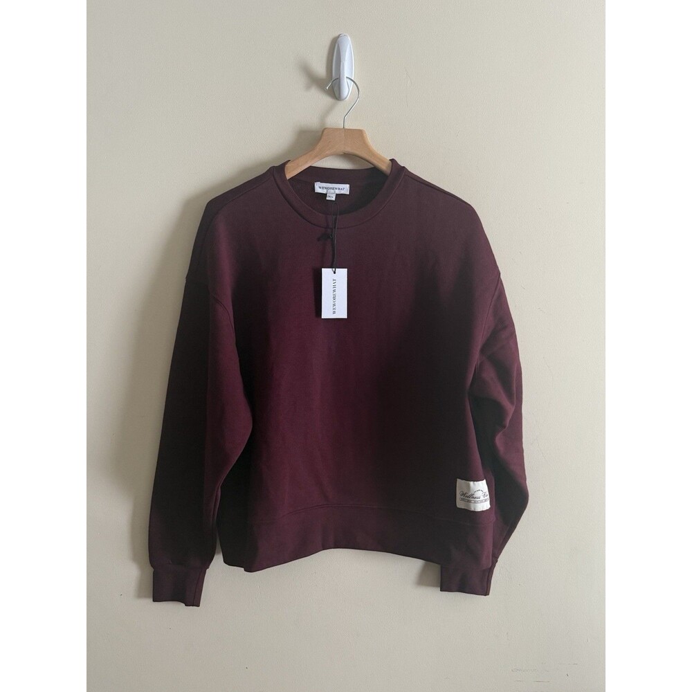 We Wore What Maroon Sweatshirt Oversized Crewneck Wellness Club Size M NWT‎